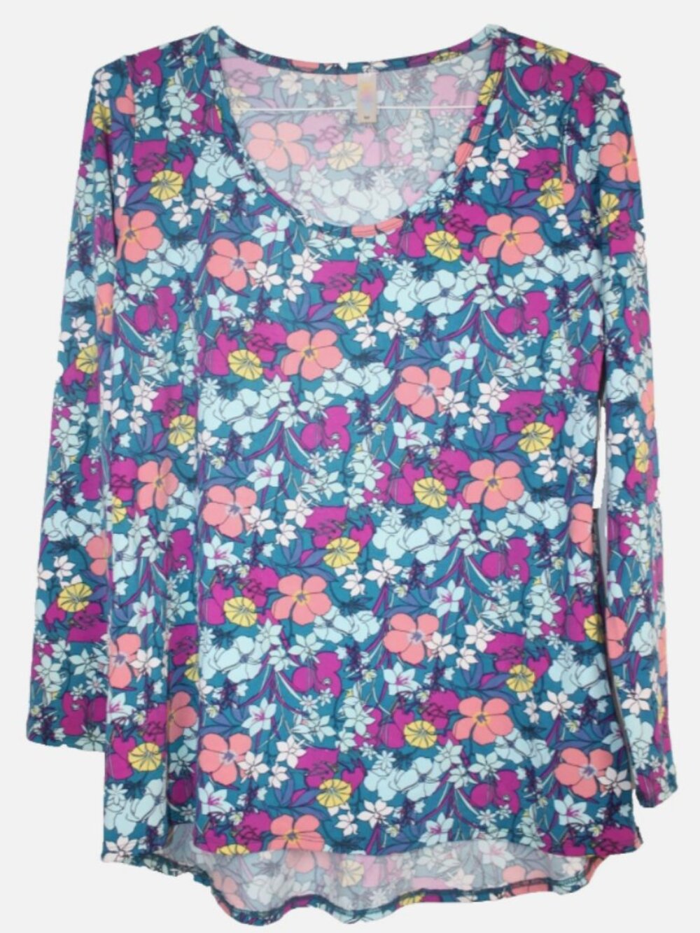 LuLaRoe LYNNAE Women's Shirt Top NWT Size M Medium Blue Floral Flowers Pattern